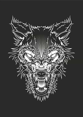 head ferocious wolf