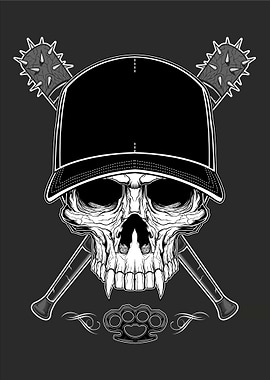 skull wearing hat