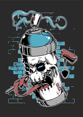 Spray paint skull graffiti