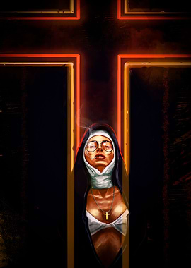 Neon religious cross