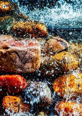 Water And Wet Stones Left