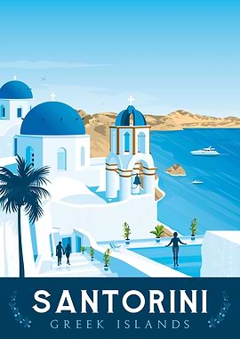 Santorini Travel Poster