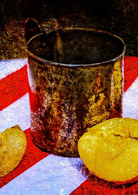 Tin Mug Apples USA Flag