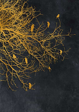 Gold and black floral