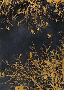 Gold and black flora