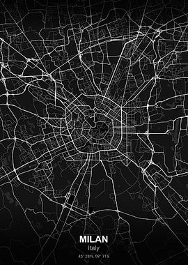 milan city map black