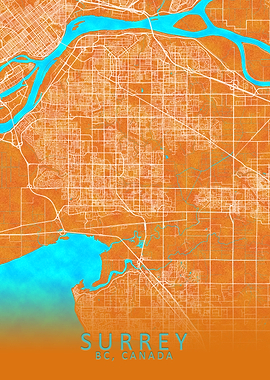 Surrey BC Canada City Map