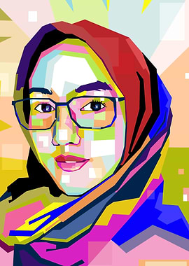 woman glasses in pop art