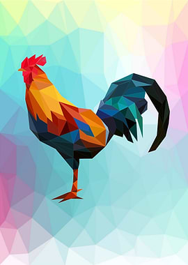 Rooster chicken in polygon