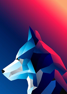 Wolf Animal in polygon