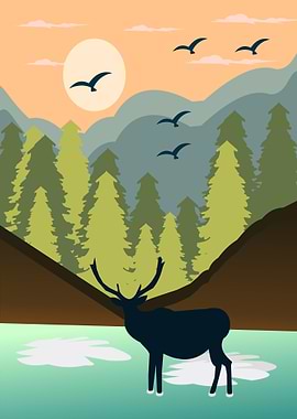 Summer Mountain With Trees