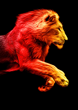 Fire lion poster color