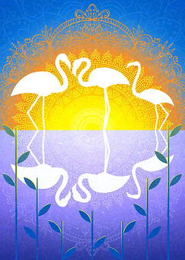 Mandala Flamingo Sunset