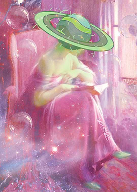 Saturn Girl Reading a Book