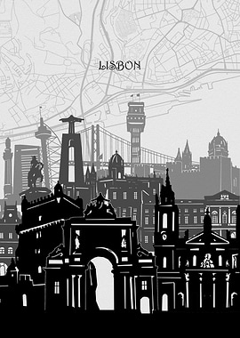 lisbon cityscape map