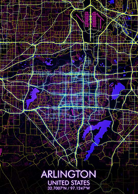 Arlington Night City Map