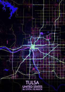 Tulsa City Map Night