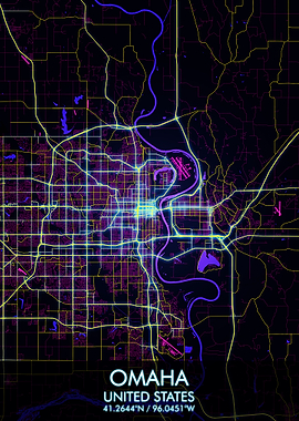 Omaha Cyberpunk City Map