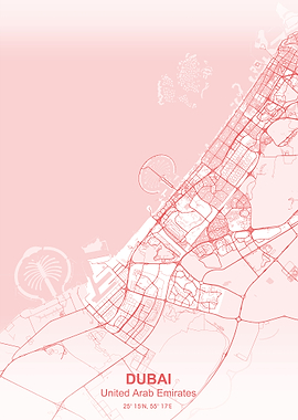 dubai city map Pastel