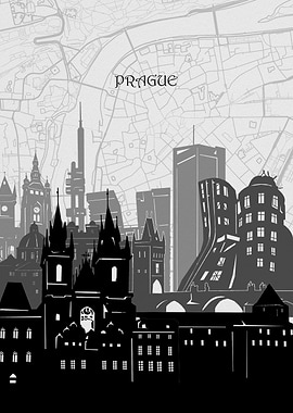 prague cityscape map