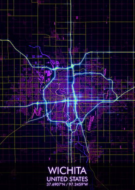 Wichita Night City Map