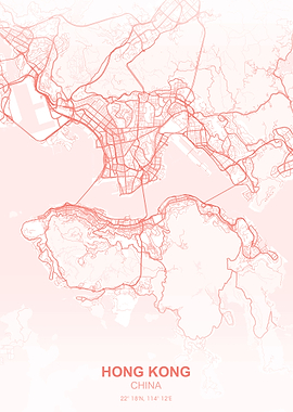 hong kong city map Pastel