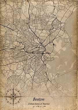boston vintage city map