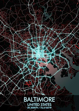 Baltimore Night City Map