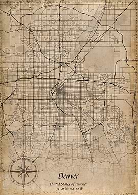 denver vintage city map