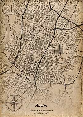 austin vintage city map
