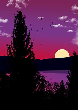 beautiful sea silhouette