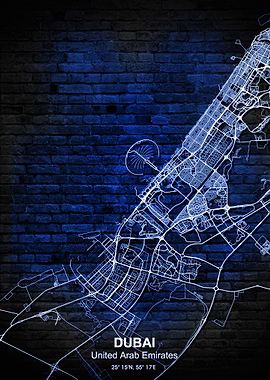 dubai blue city map