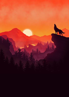 Flat Landscape Wolf