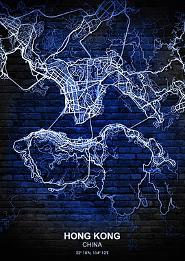 hong kong blue city map