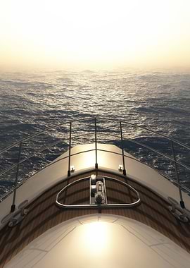 Boat in the ocean sunset