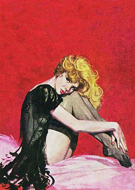 Blonde girl on bed pulp
