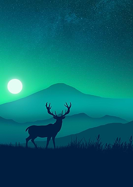Flat Landscape Deer