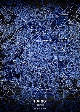 paris blue city map