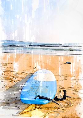 Surf Board On The Sand