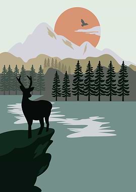 Mountain Trees With Animal