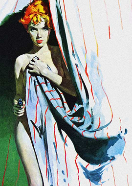 Nude girl with gun pulp