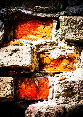 Grunge Wall Orange Bricks