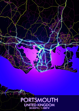 Portsmouth Night City Map