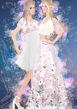 Two fashion girls hugging