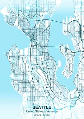 seattle pastel city map