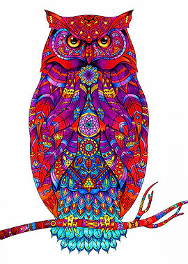 The colorful owl artwork