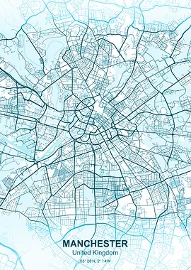 manchester pastel city map