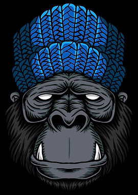 The gorilla head artwork