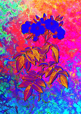 Acid Neon Flower Drawing