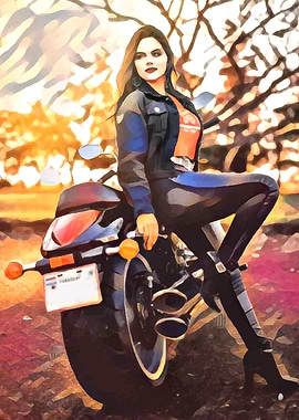 Girl with heavy bike